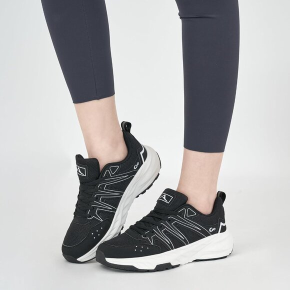 Women's Sneakers Walking Shoes Slip on Cushion Tennis Shoe Workout Gym Black - Picture 6 of 7